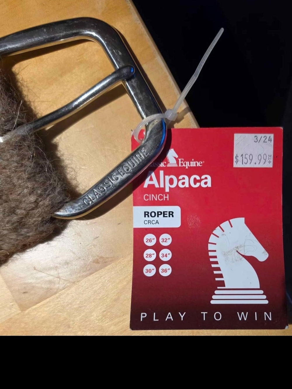 Classic Equine Alpaca Roper Cinch - Brown Alpaca 34 "